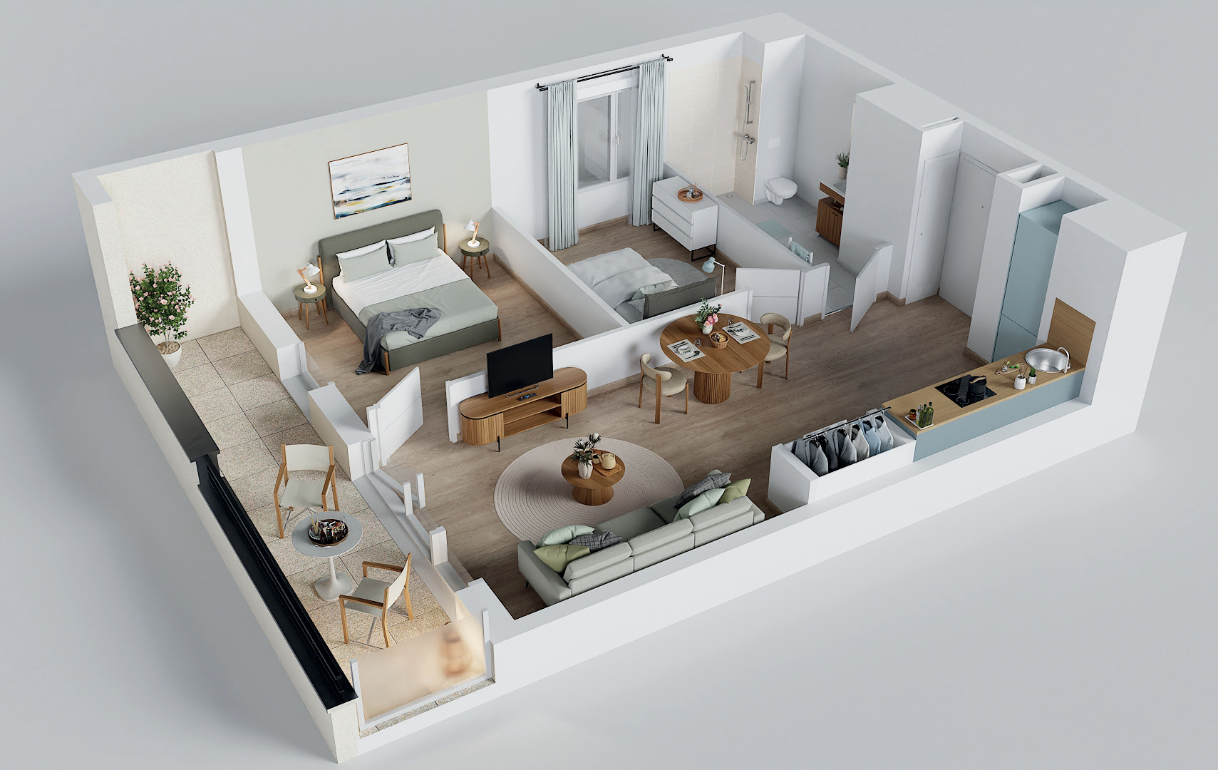 Grande pièce de vie lumineuse, finitions soignées et parquet - Appartements T3 et T4 de standing LINÉA Le Mans